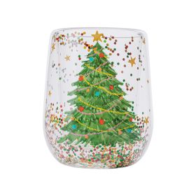 Home Cartoon Double-layer Flowing Sequin Glass Cup