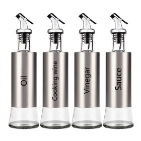 Kitchen Creative Japanese Style Stainless Steel Push-Type Glass Oil Bottle