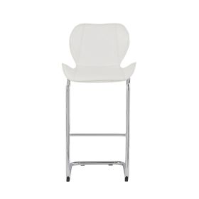 Set Of 4 Modern White Barstools With Chrome Legs