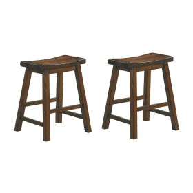 18-inch Height Saddle Seat Stools Set of 2pc Solid Wood Casual Dining Home Furniture