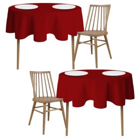 2 Pack Red Round Tablecloths 60 Inch for 20-48 in Tables 200 GSM Premium Quality Textured Washable Polyester Fabric Table Cloth [60'' is Not Table Siz