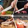 12 Pieces Kitchen Knife Set with Block;  Ultra Sharp German Steel Knife Block Set;  6pcs Serrated Steak Knives;  Hollow Handle for Chef Knife Set