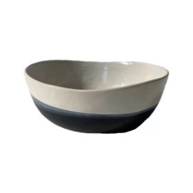 Retro And Old Stoneware Porcelain Color Glaze Relief Household Instant Noodle Bowl (Option: N)