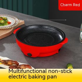 Takeaway Electric Baking Pan Mini Electric Griddle Household Non-stick Barbecue Oven Ingredients Supermarket Plate (Option: Charm Red-22cm-US)