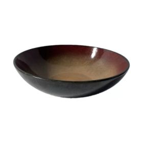 Retro And Old Stoneware Porcelain Color Glaze Relief Household Instant Noodle Bowl (Option: Q)