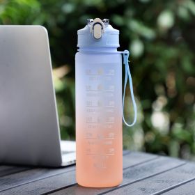 Large Capacity Sports Plastic Scale Water Bottle Portable Sports Bottle Portable Drinking Cup With Straw (Option: Blue-900ml)