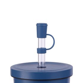 Cover Decorative Drink Seal Straw Mouthpiece (Color: Dark Blue)