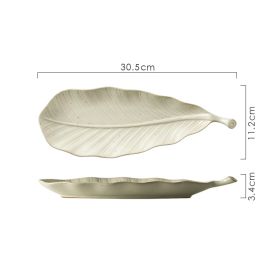 Japanese Style Retro Kiln Transformed Leaf Ceramic Sushi Plate (Option: Beige leaf plate)