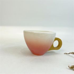 Gradient Color Ceramic Coffee Cup Gift Suit Creative Bamboo Handle Office Cup Ceramic (Option: Single Cup Pink-101to200ml)