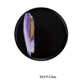 Nordic Personality Simple Ceramic Flat Plate (Option: Black violet-8inch shallow dish)