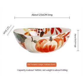 Pastoral Style Ceramic Tableware Rice Bowl (Option: Large Ingot Bowl)