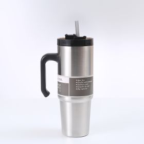 Cup Car With Handle Straw Cup (Option: Steel Color-30oz)