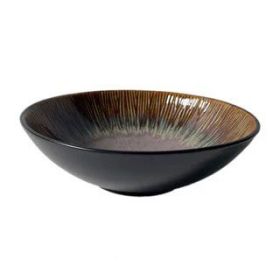 Retro And Old Stoneware Porcelain Color Glaze Relief Household Instant Noodle Bowl (Option: R)