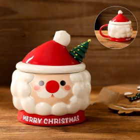 Creative Christmas Ceramic Cup With Cover Spoon Large Capacity (Option: 1Cute style-430ml)