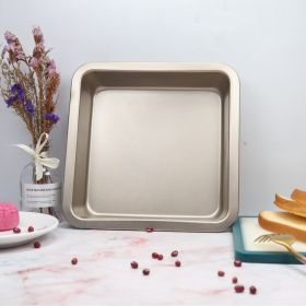 DIY Square Baking Pan Non-stick Cake Mold 8 Inch High Square Pan Square Cake Mold (Color: gold)