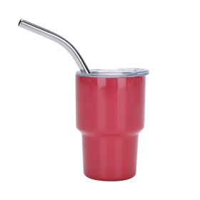 Metal Cup Car Large Ice Cup With Straw (Option: Rose Red-2oz)