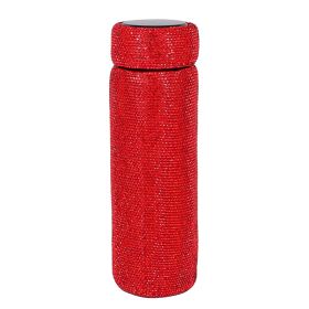 Diamond-embedded Vacuum Cup With Cup Lid (Option: Red-500ml)