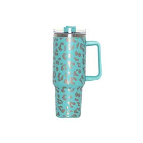 304 Stainless Steel Vacuum Cup Second Generation 40oz Cup (Option: Laser Leopard Print Lake Green-40oz)