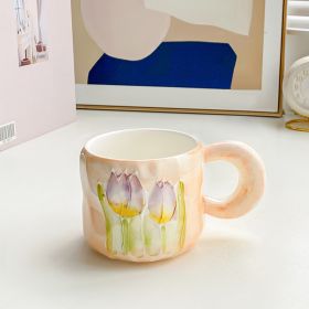 Ins Cute Tulip Ceramic Mug (Option: Fresh Tulip Orange-401or500ml)