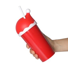 Fashion Simple Red Doll Plastic Cup With Straw (Option: Christmas Hat Cup White Straw-501to600ml)