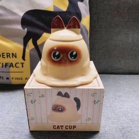 Cute Cat Cup Siamese Cat With Lid (Option: Meow Cup Tearful-Single Cup)