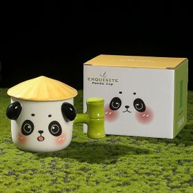 Cute Panda Ceramic Cup For Girls With Lid Milk Breakfast (Option: Panda Cup Type A-380ML)