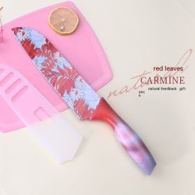 Stainless Steel Printing Chef Knife (Option: Maple Leaf Red)