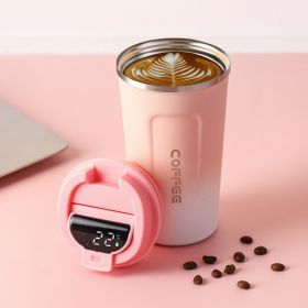 Stainless Steel Cup With Straw Double-layer Vacuum Cup Outdoor Coffee Cup (Option: Smart Gradually Varied Pink-510ml)