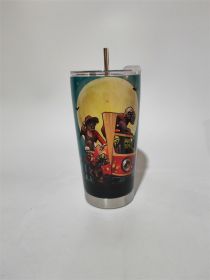 Digital Printing Halloween Cup With Straw (Option: 30 Style-600ml)