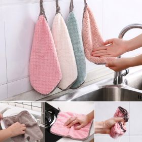 Kitchen daily dish towel;  dish cloth;  kitchen rag;  non-stick oil;  thickened table cleaning cloth;  absorbent scouring pad (Color: 25x25cm Light Green, size: 1pc)