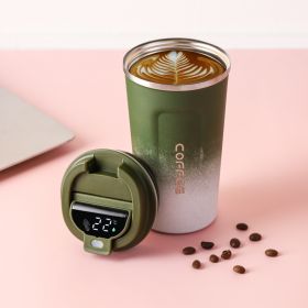 Stainless Steel Cup With Straw Double-layer Vacuum Cup Outdoor Coffee Cup (Option: Smart Gradient Green-510ml)