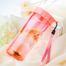 Portable And Leak Proof Plastic Cup Creativity (Option: Cherry blossom powder 430ML)