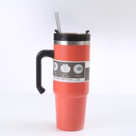 Cup Car With Handle Straw Cup (Option: Orange Red-30oz)