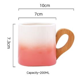 European Creative Bamboo Handle Cup Good-looking Gift Breakfast Milk Coffee Cup (Option: Pink-Single Cup With Bamboo Mat)