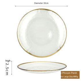 Phnom Penh Fruit Plate Creative Set Glass Plate Household (Option: Extra Large Plate Wide Edge)