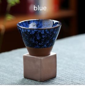 Ceramic Retro Stoneware Coffee Cup (Option: Dark Blue-150ml)